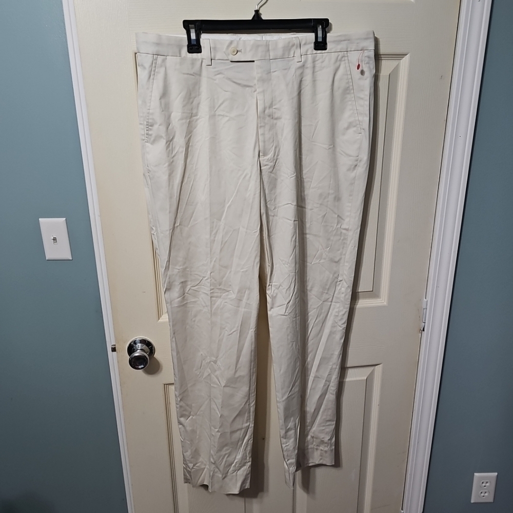 Nautica Men's Modern-Fit Active Stretch Cotton Suit Pants Beige Solid 38 NWT BB3